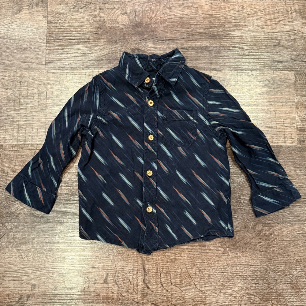 Oshkosh B’Gosh Baby Toddler Boy Long Sleeve Retro Button Down Short 18 Months